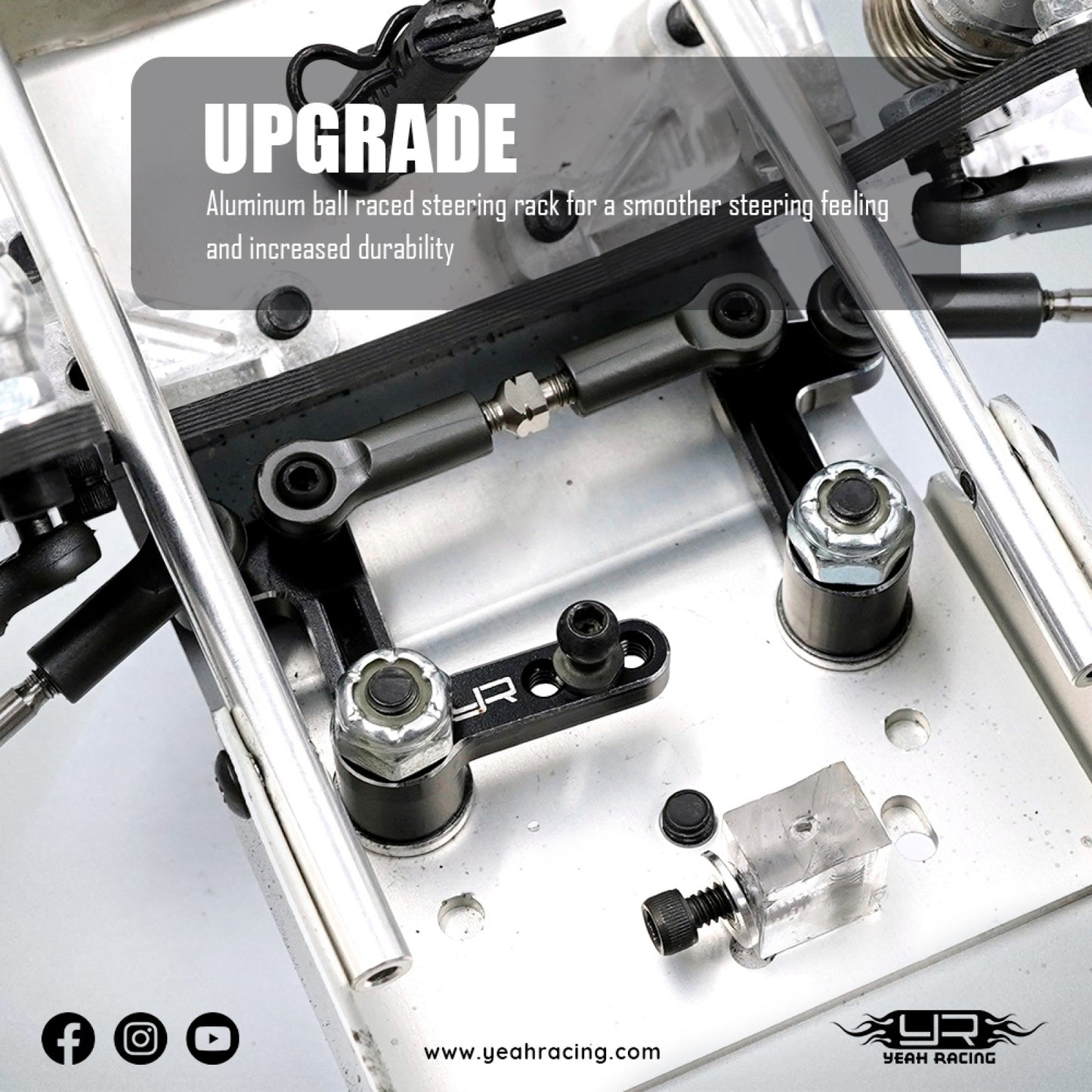 Yeah Racing Aluminum Bearing Steering Set For Team Associated RC10 Black, TARC-001BK