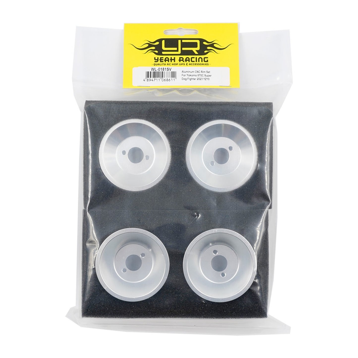 Yeah Racing Aluminum CNC Rim Set For Yokomo 870C Super Dog Fighter 2023 YZ10 Silver, WL-0181SV