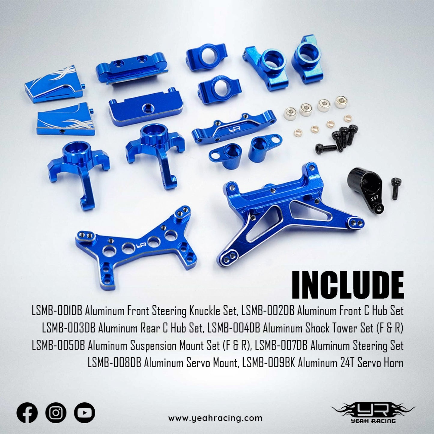 Yeah Racing Aluminum Essential Conversion Kit For Losi 1/24 Micro-B 2WD Buggy / 1/28 Micro-T Truck