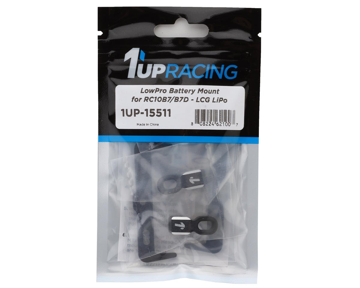 1UP Racing RC10B7/B7D Aluminum LowPro Battery Mount (Black) (LCG Battery), 1UP15511