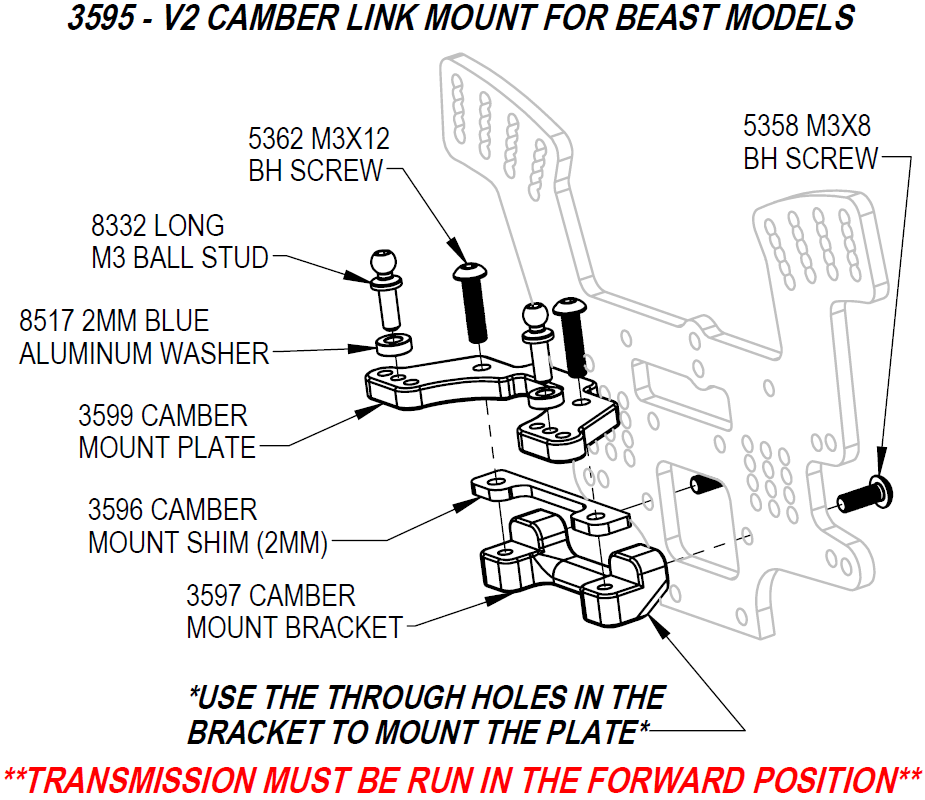 V2 Rear Camber Link Mount Kit for Beast Midgets, CW-3595