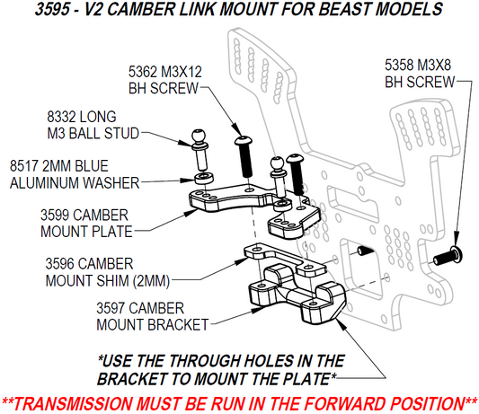 V2 Rear Camber Link Mount Kit for Beast Midgets, CW-3595