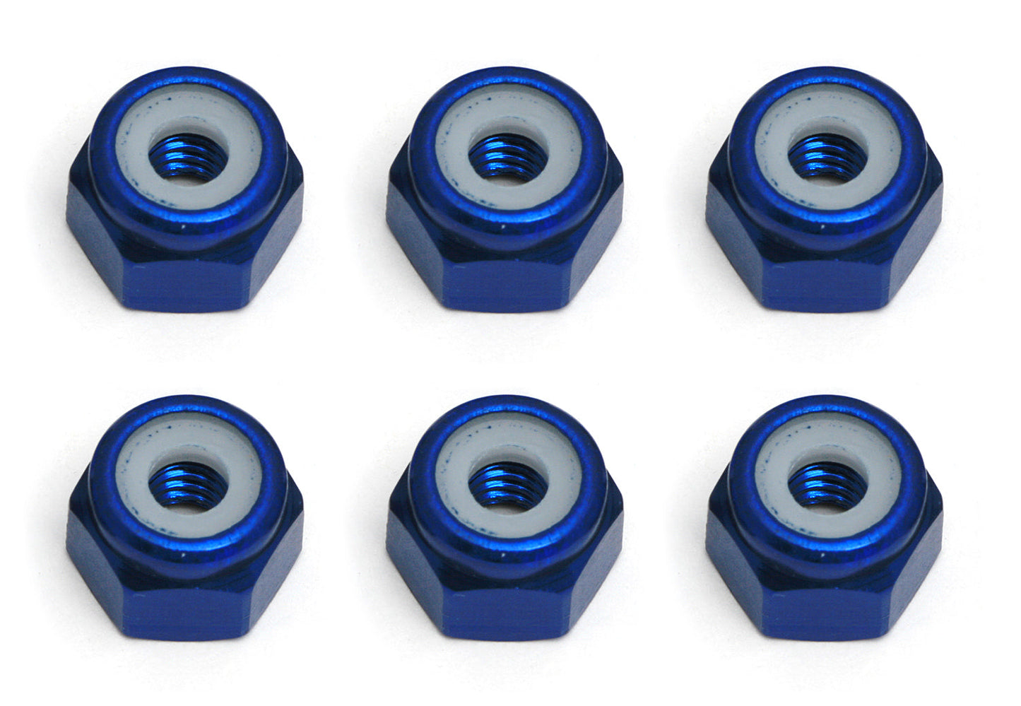 Team Associated FT Locknuts, 8-32, blue aluminum, ASC-6943