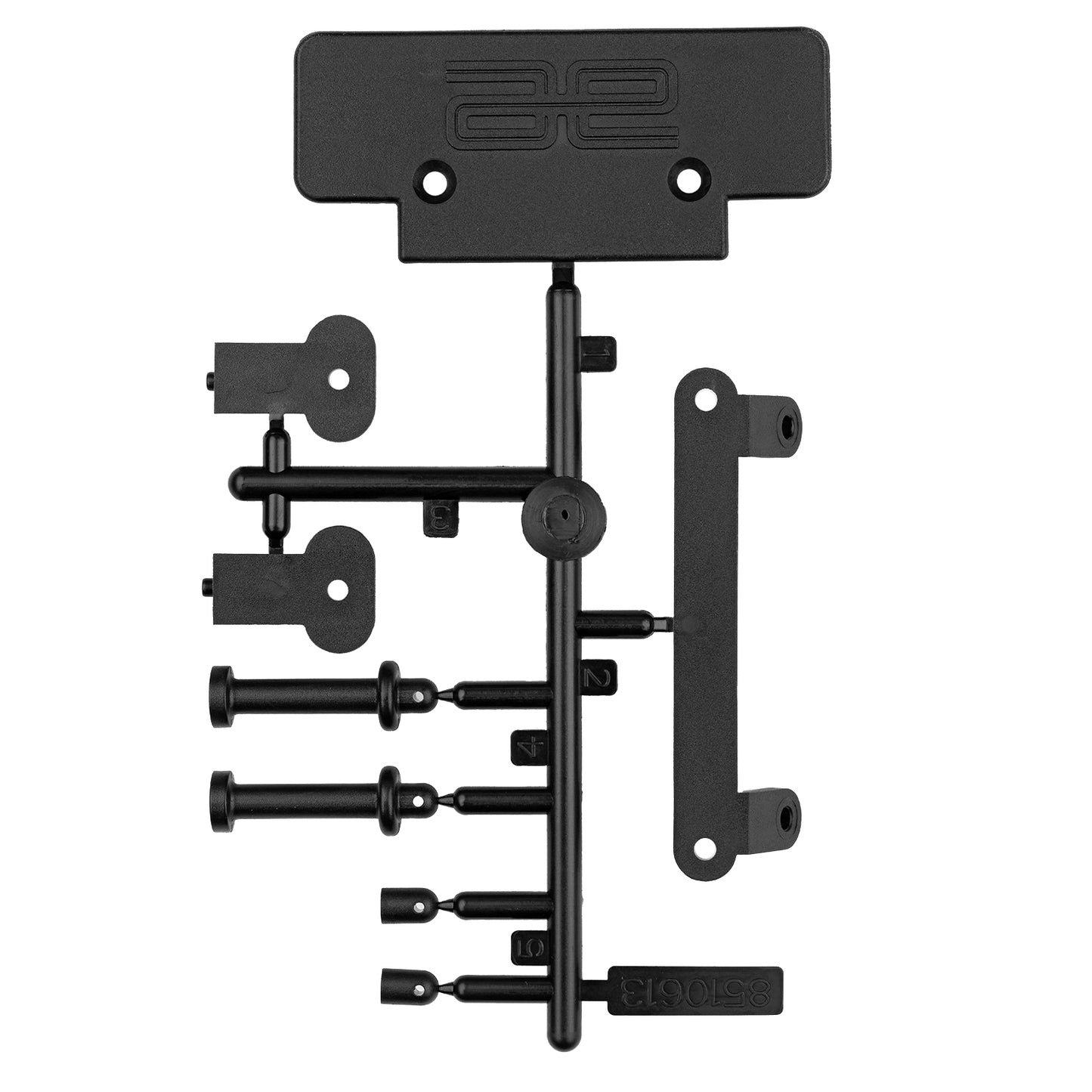 RC10T Black Front Bulkhead, Bumper And Body Mounts, ASC-7814