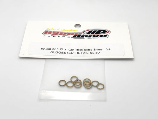 HyperDrive 3/16 ID x 0.020 Thick Brass Motor Shims (10 pk), HD-60-206