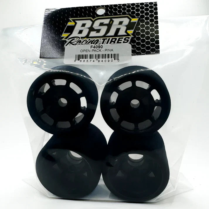 BSR Racing Tires 1/10 Pan Car Open Foam Tire Set of 4 (Pink Left Front)