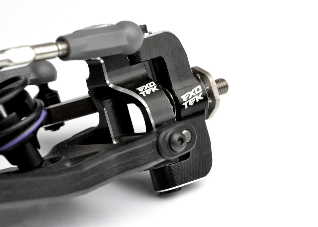 Losi 22S SPRINT HD CASTER BLOCK SET, 1pr 7075 black w/ silver, EXO2327