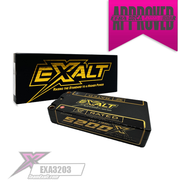 Team Exalt X-Rated 2S 135C LCG Hardcase Shorty Lipo Battery (7.6V/5200mAh) w/5mm Bullets, EXA3203