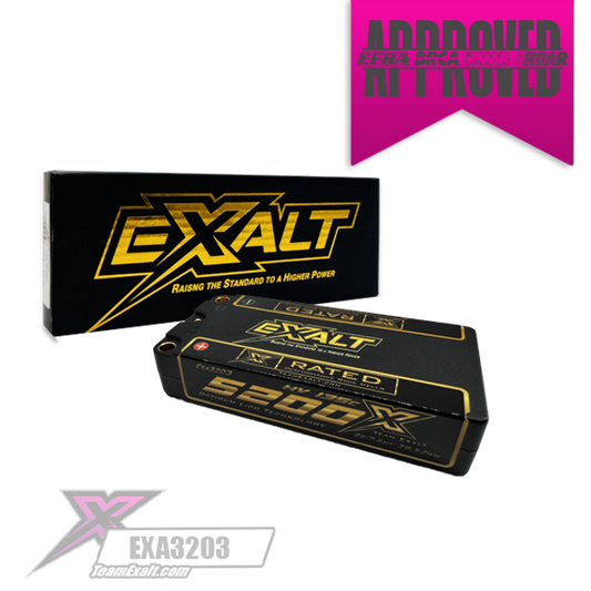 Team Exalt X-Rated 2S 135C LCG Hardcase Shorty Lipo Battery (7.6V/5200mAh) w/5mm Bullets, EXA3203