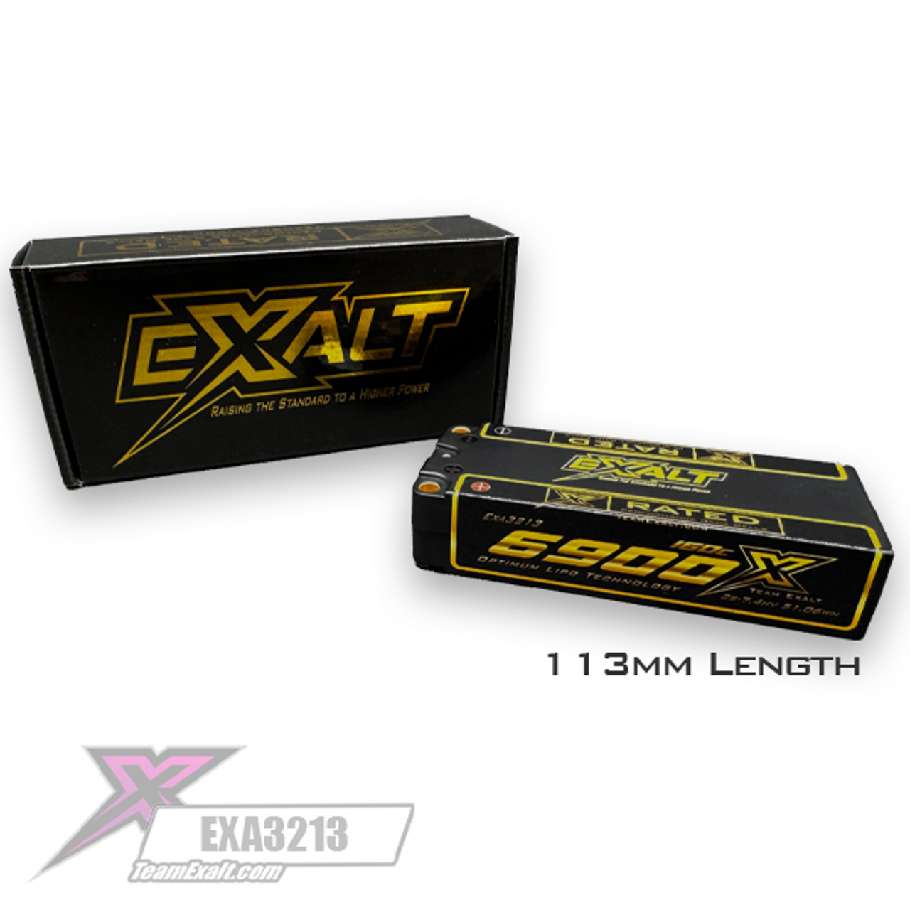 Team Exalt X-Rated 2S 160C Mid Shorty Lipo Battery (7.4V/6900mAh) w/5mm Bullets, EXA3213