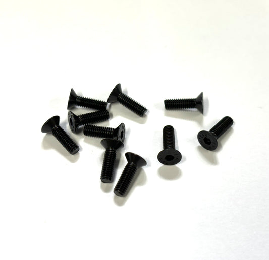 M3 - 0.5 x 10mm Flat Head Screws (Black Steel) Set of 10, VRC-8302