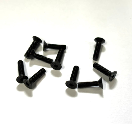 M3 - 0.5 x 12mm Flat Head Screws (Black Steel) Set of 10, VRC-8301