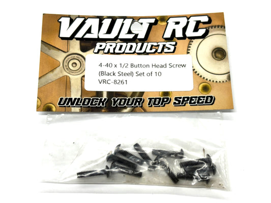 4-40 x 1/2 Button Head Screw (Black Steel) Set of 10, VRC-32590