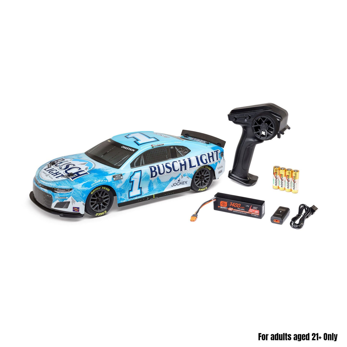 Team Losi 1/12 NASCAR #1 Busch Light 2025 Chevrolet Camaro ZL1 2S AWD RTR On-Road Car - Ross Chastain, LOS1122501