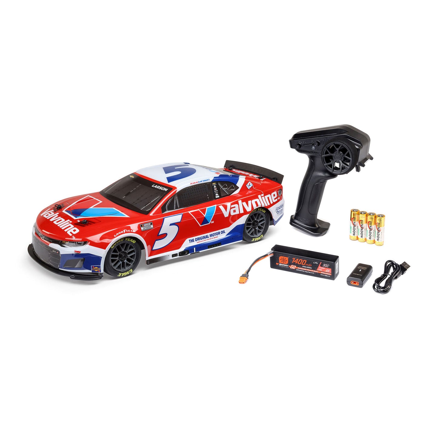 Team Losi 1/12 NASCAR #5 Valvoline 2025 Chevrolet Camaro ZL1 2S AWD RTR On-Road Car - Kyle Larson, LOS1122505