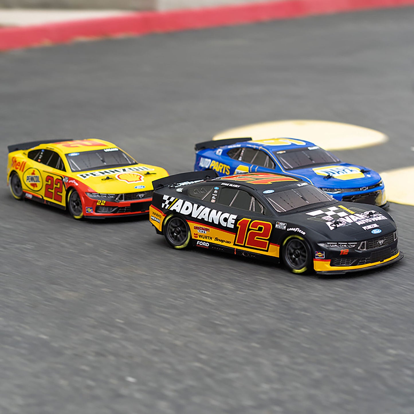 Team Losi 1/12 NASCAR #12 Advance Auto 2025 Ford Mustang 2S AWD RTR On-Road Car - Ryan Blaney, LOS1122512