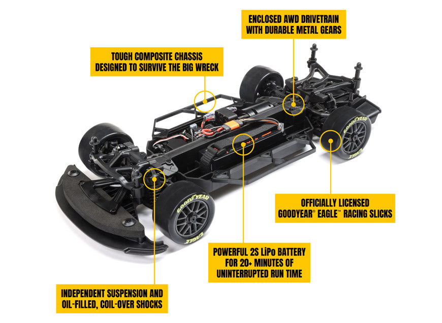 Team Losi 1/12 NASCAR #24 Raptor 2025 Chevrolet Camaro ZL1 2S AWD RTR On-Road Car - William Byron, LOS1122524