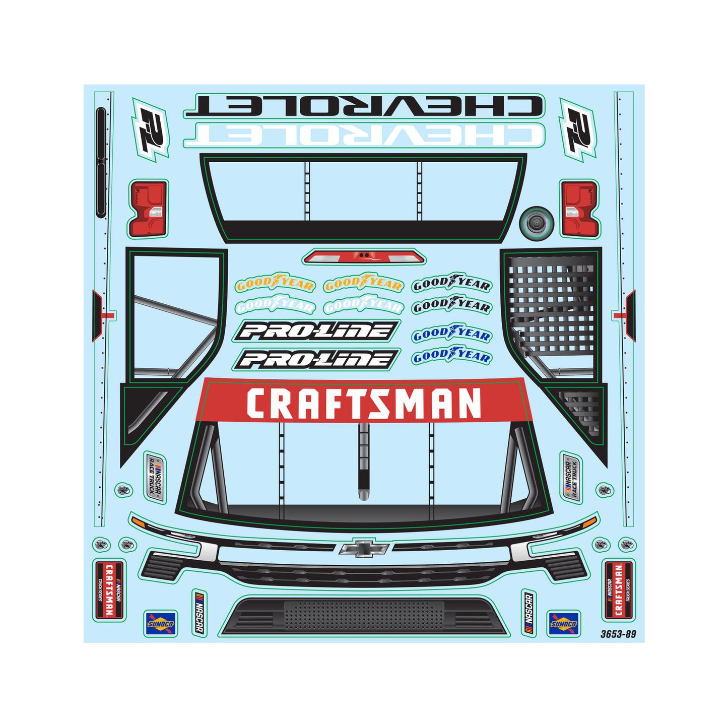1/12 Pre-Cut 2024 Chevy Silverado Truck Clear Body: Losi NASCAR GROM, PRO365300