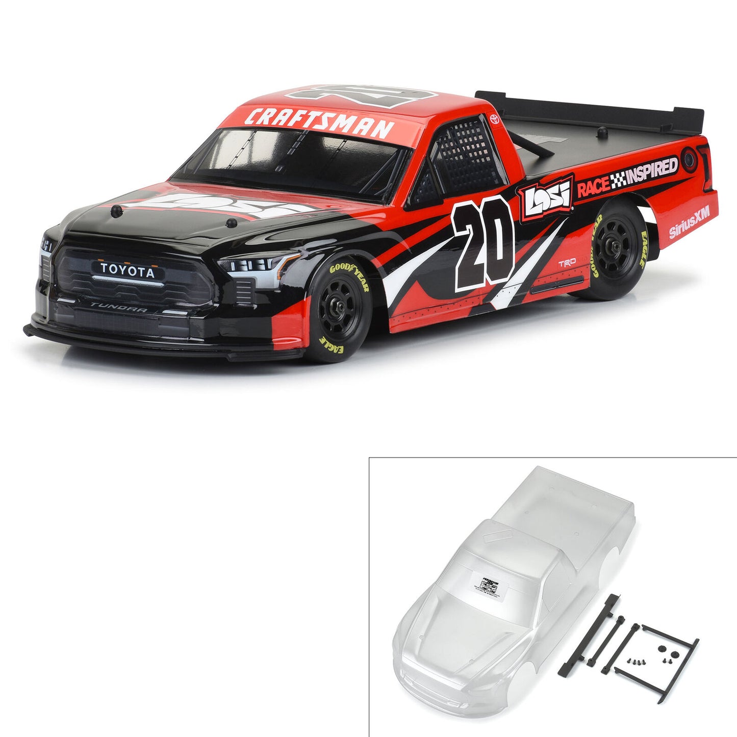 1/12 Pre-Cut 2024 Toyota Tundra Truck Clear Body: Losi NASCAR GROM, PRO365500