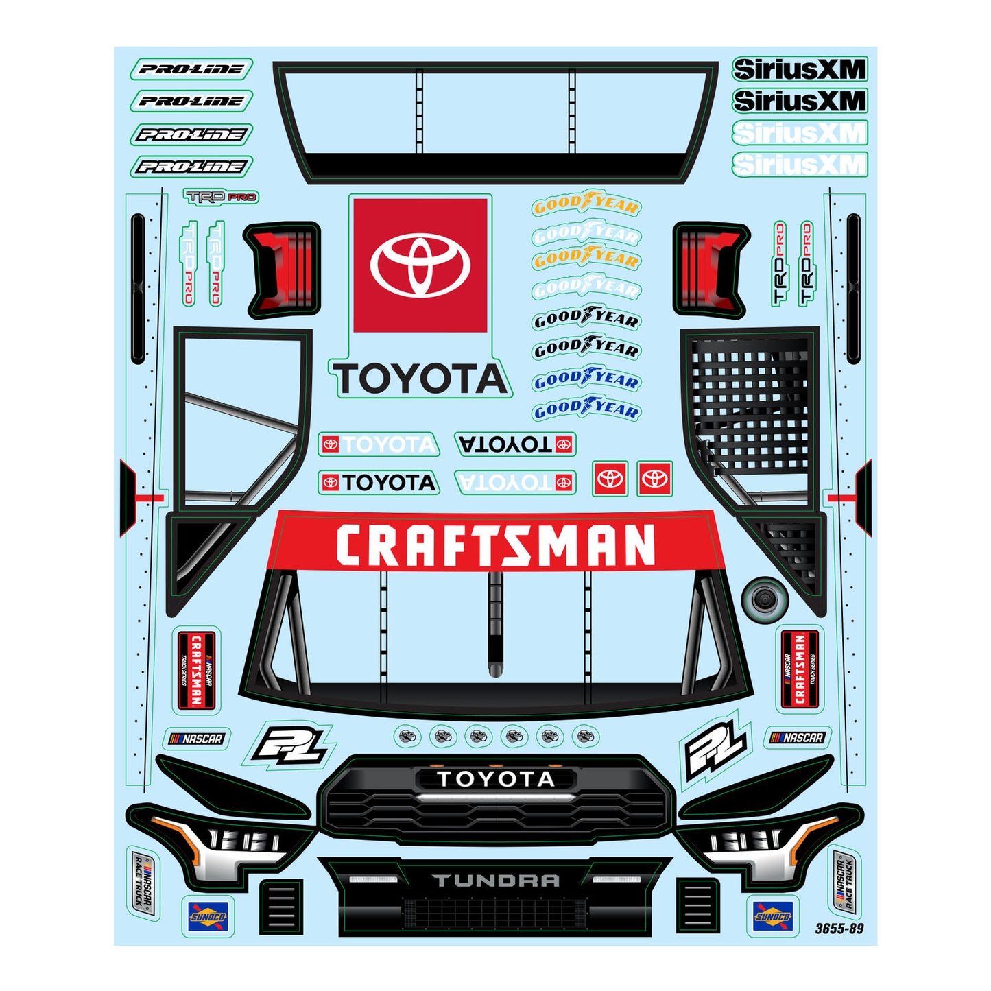 1/12 Pre-Cut 2024 Toyota Tundra Truck Clear Body: Losi NASCAR GROM, PRO365500