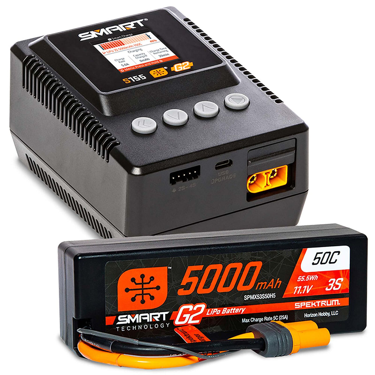 Spektrum Smart Powerstage 3S Surface Bundle: G2 5000mAh 3S LiPo IC5 & S155 Charger, SPMXPSS300
