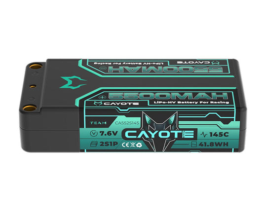 Cayote 2S 145C LCG Shorty LiHV Battery (7.6V/5500mAh) w/5mm Bullets, CYE552S145
