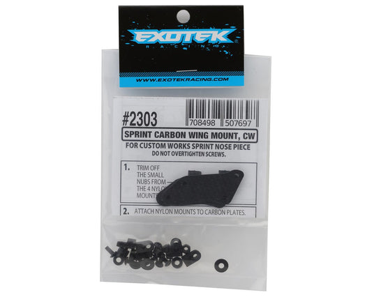 Exotek Sprint Car Carbon Front Nose Wing Mount Set (Custom Works Cage), EXO2303