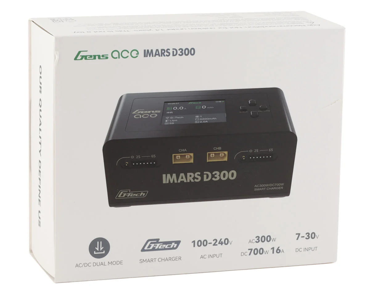 Gens Ace Imars D300 G-Tech Smart Dual AC/DC Charger (6S/16A) (Black) (AC-300W) (DC-350W x2),