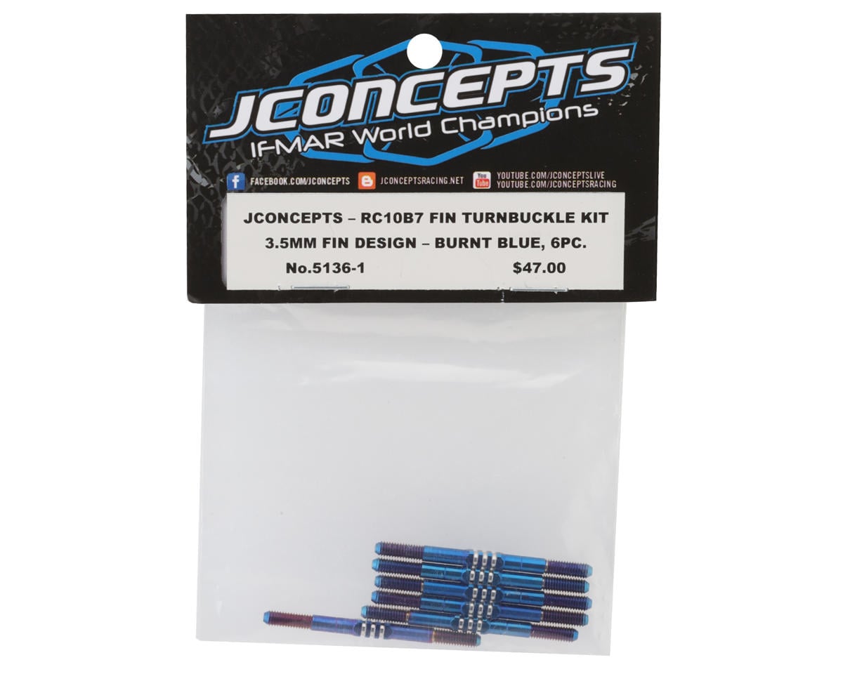 RC10 B7/B7D Fin Titanium Turnbuckle (Burnt Blue) (6), JCO51361