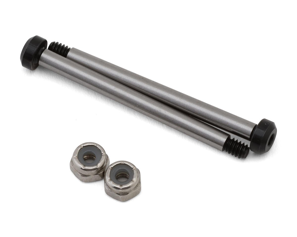 Koswork RC10 43mm Hardened Steel Front Inner Hinge Pin (2) w/locknuts, KOS04191-12