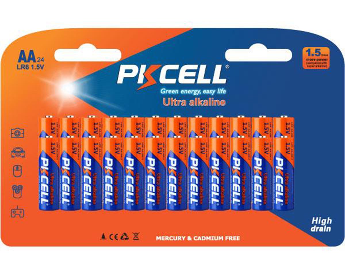 PKCell Ultra Alkaline AA Batteries 24 Pack (Mercury & Cadmium Free), PKE511348