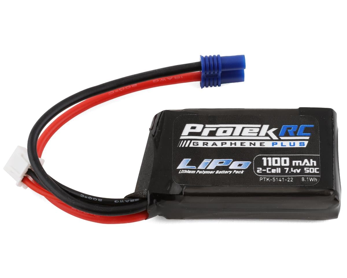 ProTek RC 2S 50C 1100mAh Losi Mini T/B & JRX2 LiPo Battery w/EC2 Connector, PTK-5141-22
