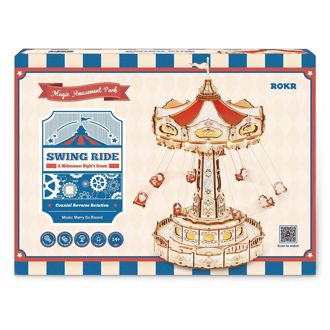 Robotime-ROKR Swing Ride DIY Music Box 3D Puzzle, ROEEA02