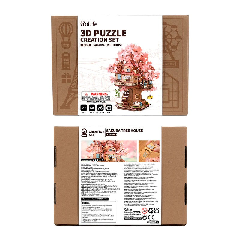 Rolife Sakura Tree House DIY 3D Wooden Puzzle, ROETGS04
