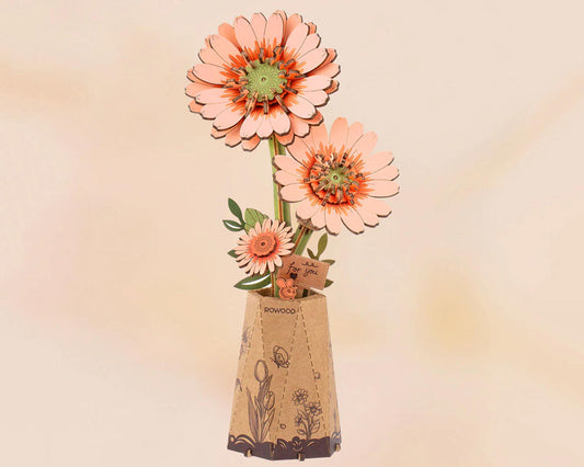 Rowood Orange Gerbera Daisy Flower DIY 3D Wooden Model Kit, ROETW111
