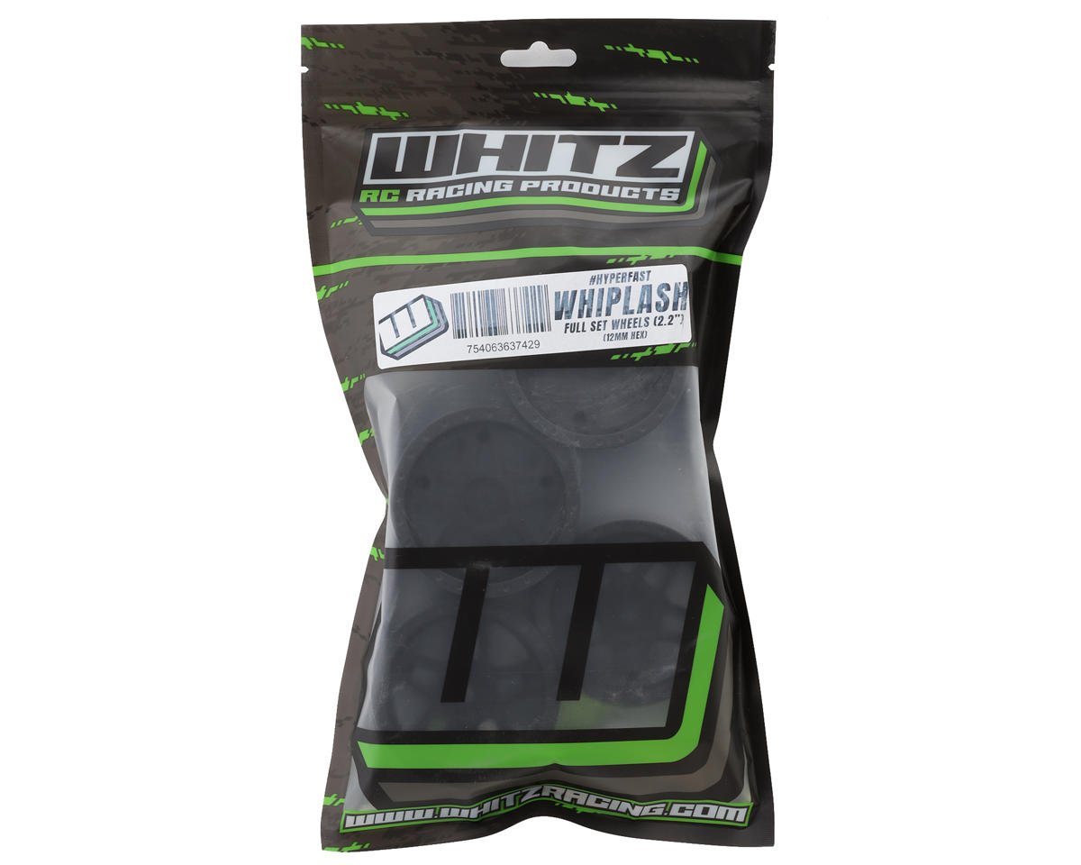 Whitz Racing Products 1/10 Whiplash 2.2" Sprint Car Dirt Oval Wheels Set (Black) (Front/Rear), WRP-WL-SET