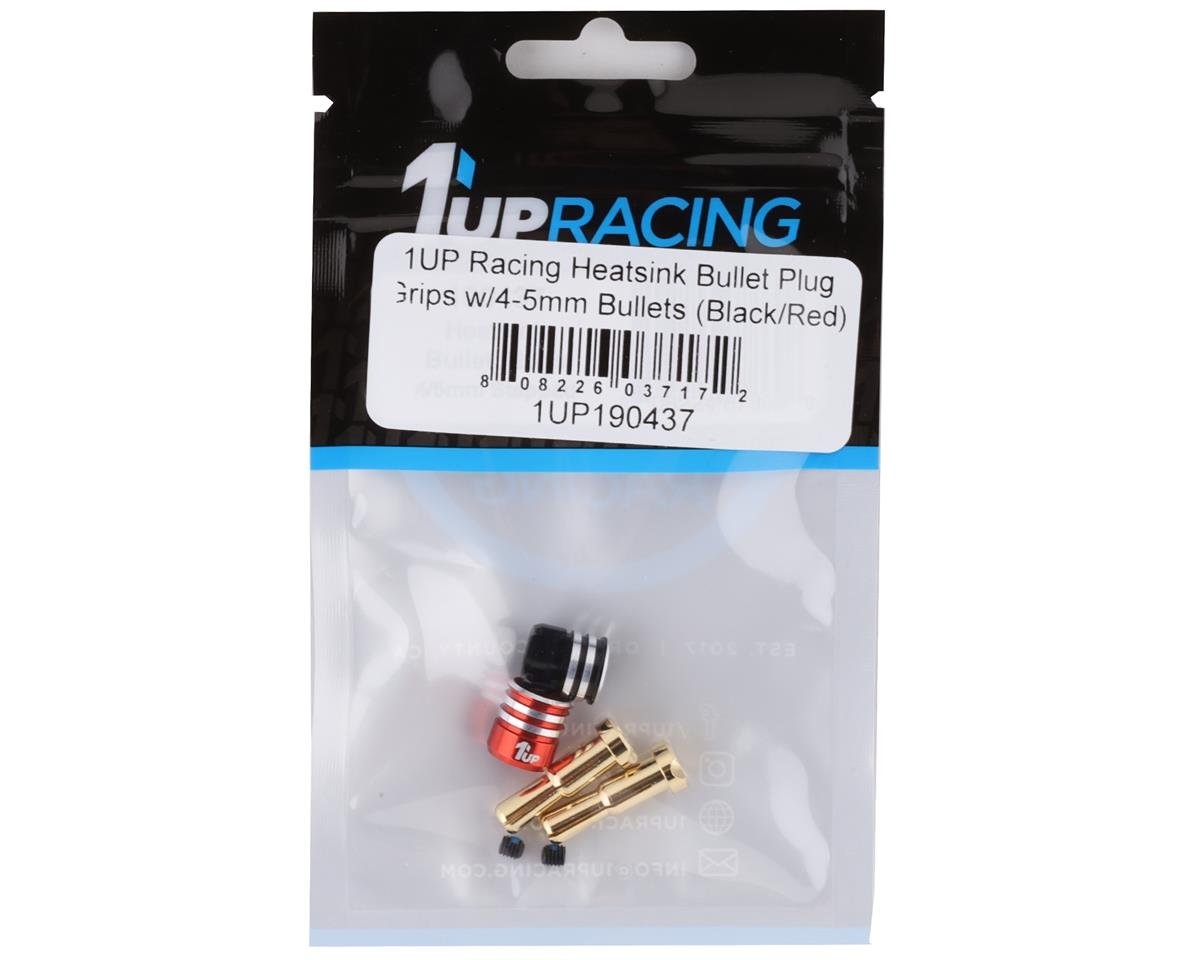 1UP Racing Heatsink Bullet Plug Grips w/4-5mm Bullets (Black/Red), 1UP190437