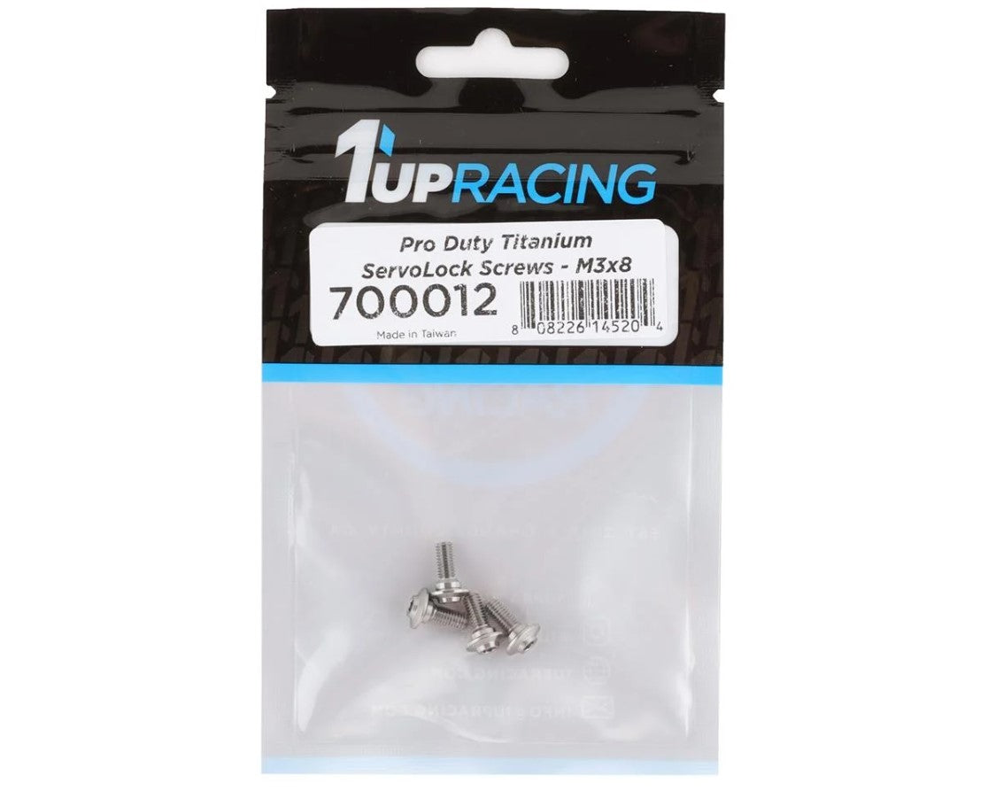 1UP Racing Pro Duty Titanium ServoLock Screws (3x8mm), 1UP700012