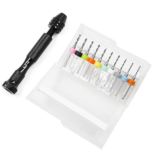 Yeah Racing 1.1-2.0mm Steel Twist Drill 10 in 1 Set w/ Aluminum Handle, YT-0196