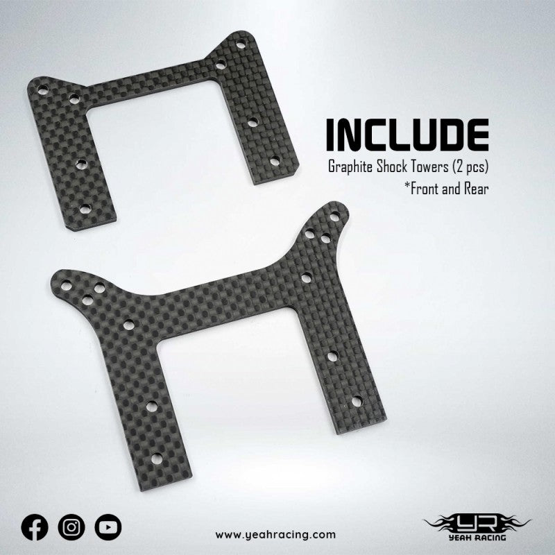 Yeah Racing Graphite Front & Rear Shock Tower For Yokomo 870C Super Dog Fighter YZ10 2023, YKDF-003BK