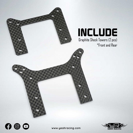 Yeah Racing Graphite Front & Rear Shock Tower For Yokomo 870C Super Dog Fighter YZ10 2023, YKDF-003BK