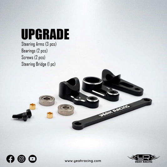 Yeah Racing Aluminum Steering w/Bearing Set For Yokomo 870C Super Dog Fighter YZ10 2023 Works '91, YKDF-006BK