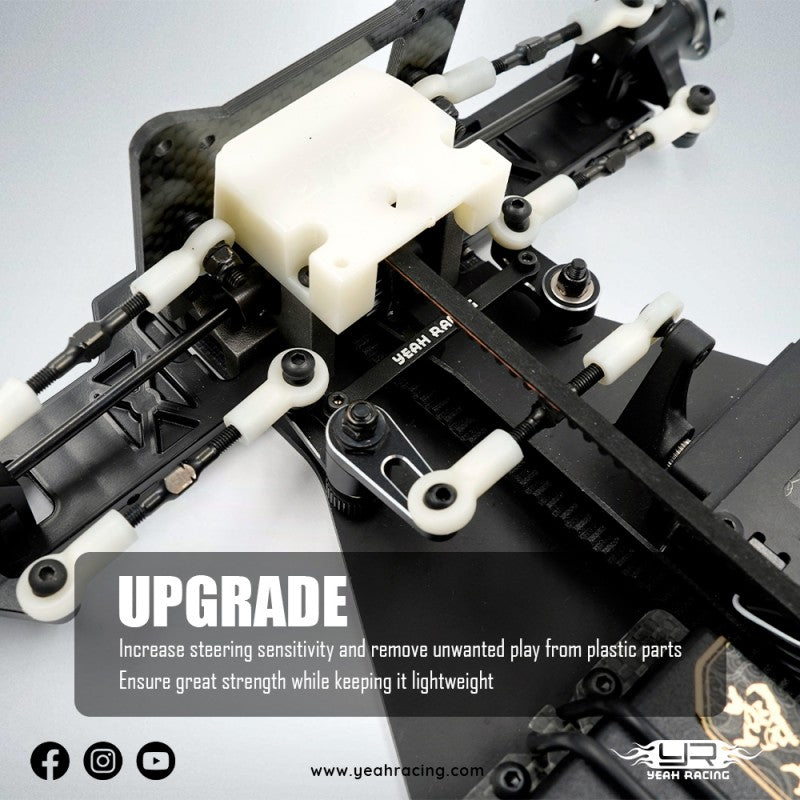 Yeah Racing Aluminum Steering w/Bearing Set For Yokomo 870C Super Dog Fighter YZ10 2023 Works '91, YKDF-006BK