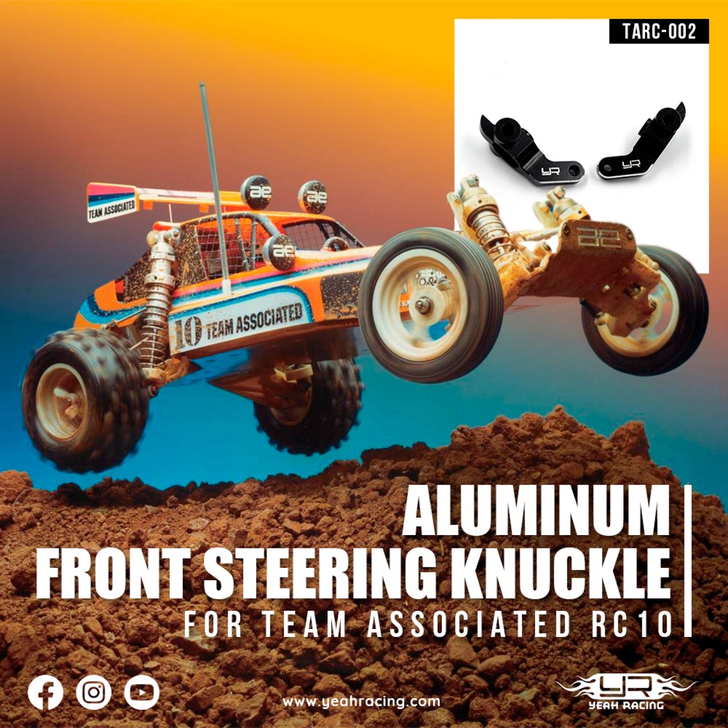 Yeah Racing Aluminum Front Steering Knuckle 2pcs For Team Associated RC10 Black, TARC-002BK
