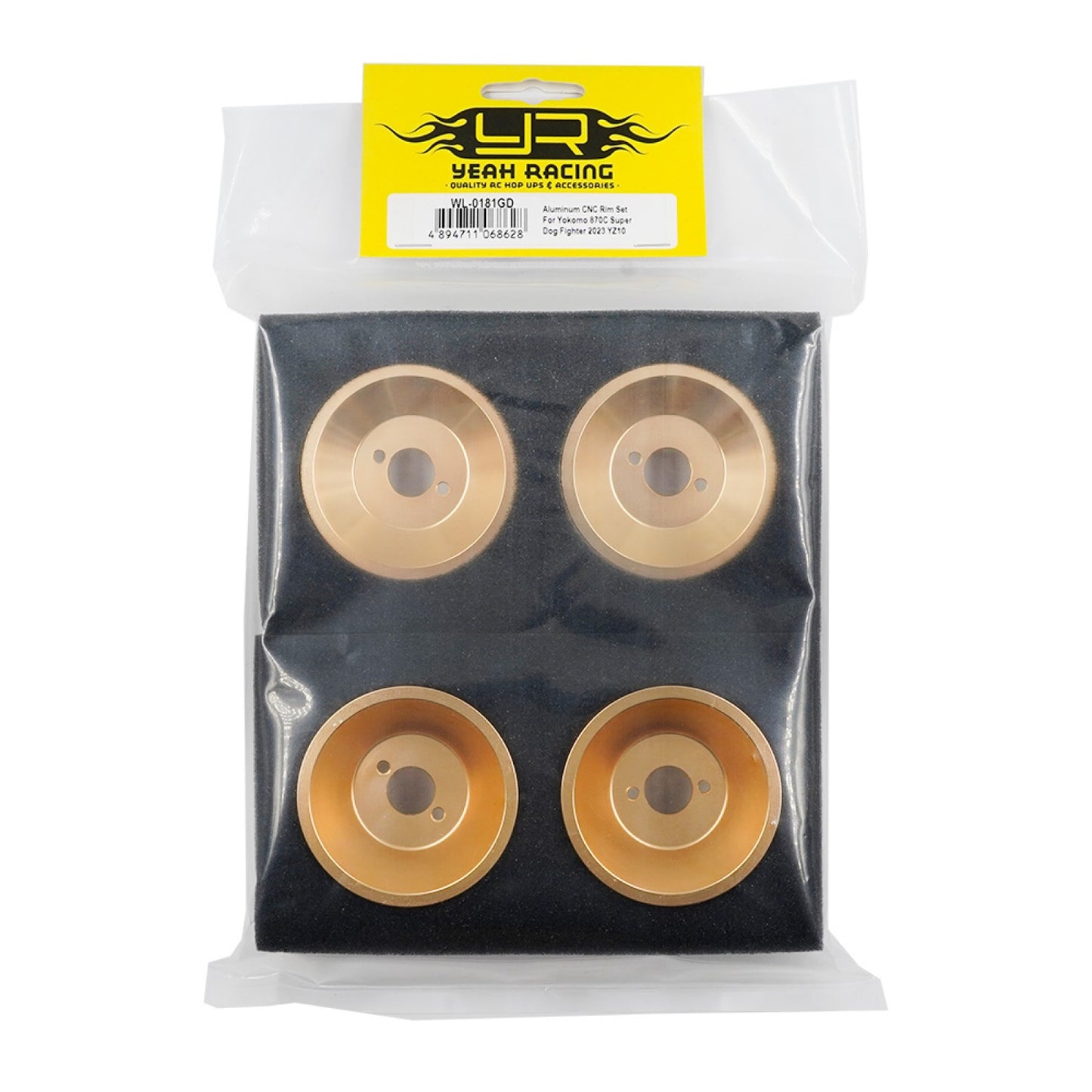 Yeah Racing Aluminum CNC Rim Set For Yokomo 870C Super Dog Fighter 2023 YZ10 Gold, WL-0181GD
