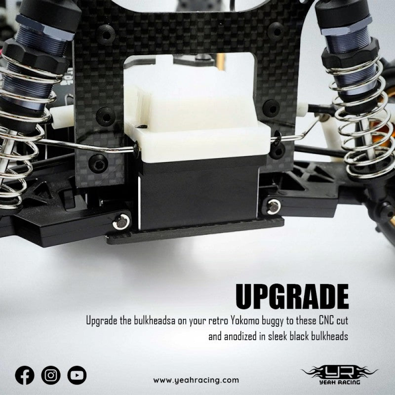 Yeah Racing Aluminum Bulkhead 2pcs (F & R) For Yokomo 870C Super Dog Fighter & YZ-W91, YKDF-011BK
