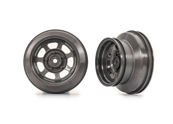 Wheels, dirt oval, graphite gray, dual profile (2.2” outer, 3.0” inner) (2) (2WD front only), TRA-10471
