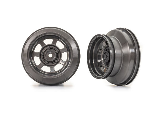 Wheels, dirt oval, graphite gray, dual profile (2.2” outer, 3.0” inner) (2) (2WD front only), TRA-10471