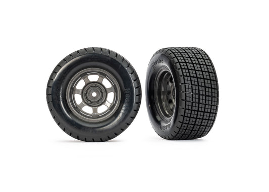 Dirt Oval Gray Front Wheels w/ Hoosier Tires (2), TRA-10473X