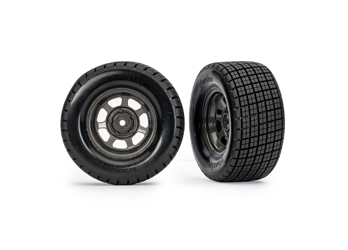 Dirt Oval Gray Rear Wheels w/ Hoosier Tires (2), TRA-10474X